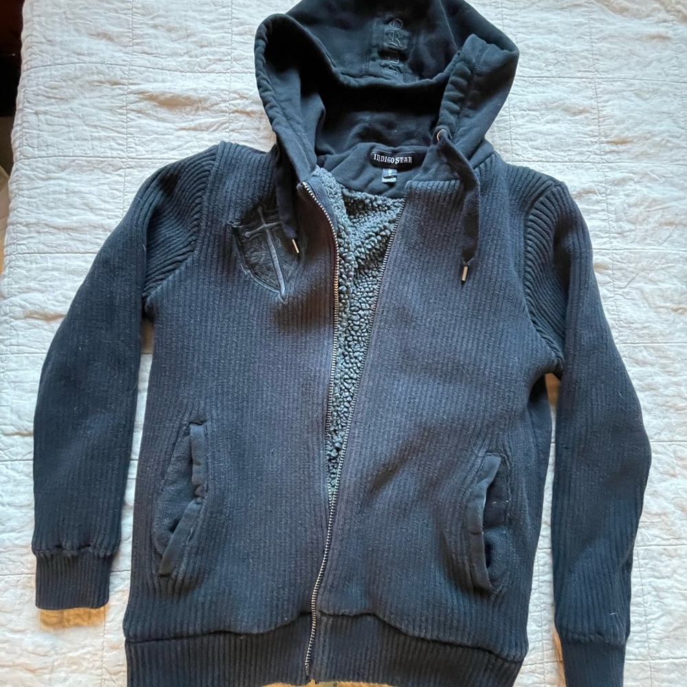 Men's Y2K black heavy Hooded Zip Sweater
